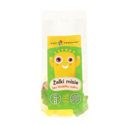 Żelki misie bez dodatku cukru 100 g  Pięć Przemian.jpg