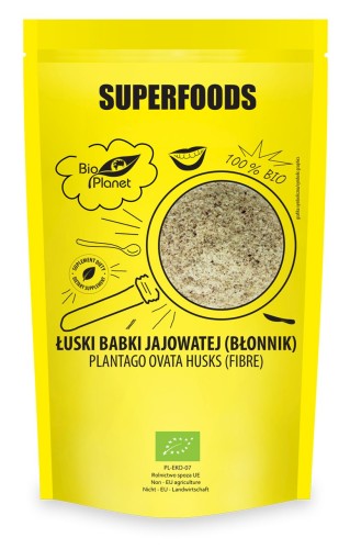 Superfoods łuska babki jajowatej sproszkowane eko Bio Planet 150g.jpg