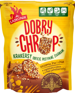 Lajkonik Dobry Chrup Krakersy obficie posypane ziarnami sezamu,lnu i chia 100g
