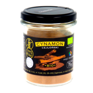 Cynamon Cejloński mielony eko Pięć Przemian 75g słoik