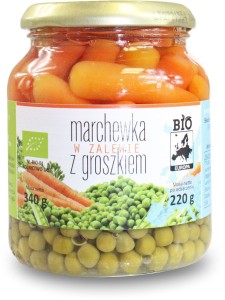 Mieszanka marchewka z groszkiem w zalewie eko 340/220g słoik Bio Planet
