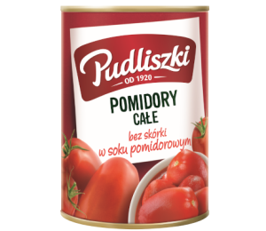 Pomidory Pudliszki całe bez skórki w sosie pomidorowym 400/240g pusz