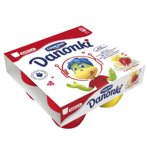 Serek Danonki Mega truskawka/wanilia i banan 4x90g Danone (Ch)
