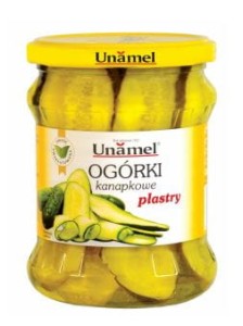 Ogórki konserwowe kanapkowe plastry Unamel 460g/212g słoik