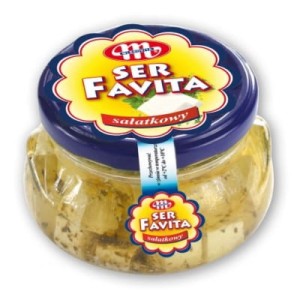 Ser sałatkowy Favita kostkowany z ziołami w oleju 220/100g słoik Mlekovita