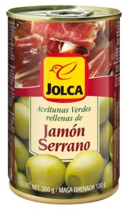Oliwki Jolca w puszce 300/130g zielone z szynką