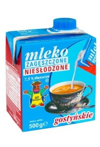 Mleko zagęszczone Gostyń niesłodzone 7,5% tłuszczu 500g kart